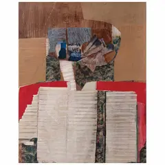 Fitzia, Sonido azul, Collage y acrílico sobre papel sobre tabla