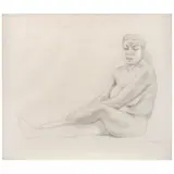 Raúl Anguiano, Mujer sentada, 1946, Lápiz de grafito sobre papel