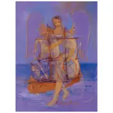 Carmen Parra, Ángel con barco, 2023, Óleo sobre tela