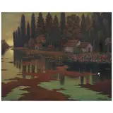 Guillermo Gomez Mayorga, Xochimilco al atardecer, Óleo sobre tela