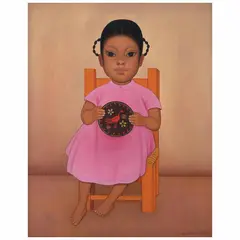 Gustavo Montoya, Niña en rosa, de la serie Niños Mexicanos, Óleo sobre tela