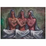 Francisco Eppens Helgueras, Mujeres entrelazadas, 1980, Mixta sobre masonite