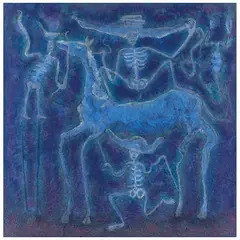 Sergio Hernández, Caballito de papel de china, 2006, Óleo y arena sobre tela