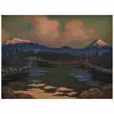 Guillermo Gomez Mayorga, Volcanes al atardecer, ca. 1940, Óleo sobre tela