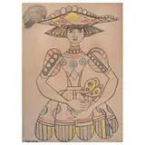 Mujer con mariposa by René Portocarrero, Tinta, acuarela y goauche sobre papel, offered Mar 2024