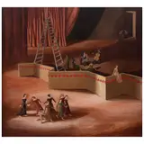 Claudio Gallina, La fiesta, Óleo sobre madera
