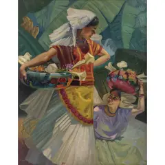 Tehuanas by Romero Díaz, ca. 1940, Óleo sobre tela, offered Mar 2024