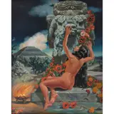 Vicente Morales, Mujer desnuda y Coatlicue, ca. 1950, Óleo sobre tela