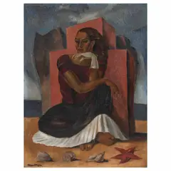 Roberto Montenegro, Mujer en la costa, Óleo sobre tela