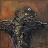 Retrato crucificado by Javier Vázquez "jazzamoart", Óleo sobre tela, offered Mar 2024