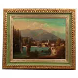 Anónimo, Paisaje suizo, Óleo sobre tela