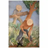 Arturo Estrada, Leñadores, Acuarela sobre papel