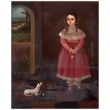 Horacio Rentería, Niña con bolsita en las manos, Óleo sobre tela