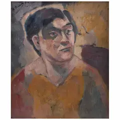Arturo Rivera, Mujer en violetas, Óleo sobre tela