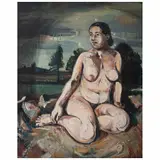 Daniel Lezama, Desnudo sentado en un paisaje, 1997, Óleo sobre tela