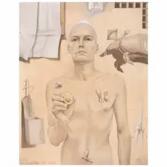 Arturo Rivera, Untitled, Acrílico, lápices de color y lápiz de grafito sobre madera