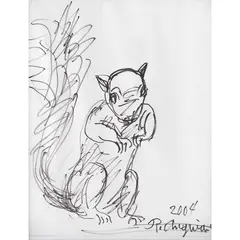 Raúl Anguiano, Ardilla, 2004, Tinta sobre papel