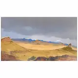 Luis Nishizawa, Los volcanes desde el Valle de Tlayacapan, Acuarela sobre papel