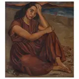 Cordelia Urueta, Muchacha en la playa, Óleo sobre tela