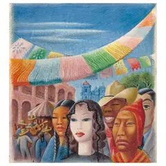 Miguel Covarrubias, Personajes de América Latina, Gouache sobre papel