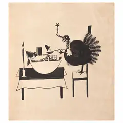 Remedios Varo, Bon profit, Papá Noel, 1959, Tinta sobre papel