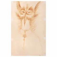 Remedios Varo, Personaje pájaro, 1945, Tinta sobre papel