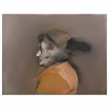 Rafael Coronel, Perfil, Óleo y pastel sobre cartoncillo