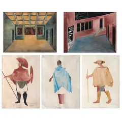 Agustín Lazo Adalid, Diseños de escenografías y vestuarios para obras teatrales, Acuarela, tinta y lápiz de grafito sobre papel