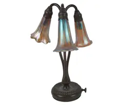 Tiffany Studios, Lily Lamp Base with Favrile Shades, Favrile shades unmarked