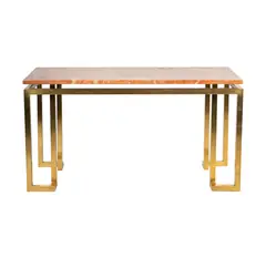 Karl Springer, Console Table with Stone Top, stone top with brass base