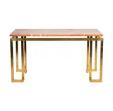 Karl Springer, Console Table with Stone Top, stone top with brass base