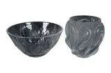 Lalique, Vase and Bowl, the first: "Dauphin" vase in frosted glass