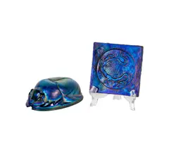 Favrile Glass Dragon Tile and Scarab Ashtray by Tiffany Studios, sold Apr 2026