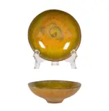 Mustard Green Crystalline Bowl with Fingermarks by Gertrud and Otto Natzler, 1966, earthenware,1966, sold Apr 2026