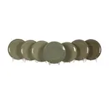 Six Olive Green Plates and One Tray by Gertrud and Otto Natzler, earthenware, offered Apr 2026