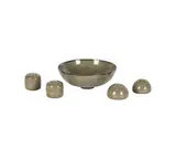 Four Mottled Gray Glazed Salts and a Bowl by Gertrud and Otto Natzler, 1942, earthenware, sold Apr 2026