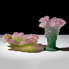 Daum, Pate de Verre Bowl and Vase