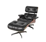 Charles Eames, Lounge Chair 670 and Ottoman 671, 2002, black leather