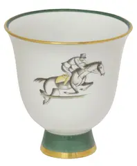 Gio Ponti, FOR RICHARD GINORI PORCELAIN POLO PLAYER VASE, 1950s, Mid-century modern parcel-gilt porcelain vase