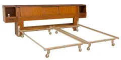 Frank Lloyd Wright, FOR HENREDON 'TALIESIN' HEADBOARD & HOLLYWOOD RAILS, 1950s, Mid-century modern mahogany "Taliesin" headboard