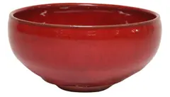 Laura Andreson, RED GLAZED EARTHENWARE BOWL, in a thick red drip glaze