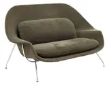 Eero Saarinen, FOR KNOLL 'WOMB' SETTEE, 1970s, molded fiberglass shell in dark gray mohair upholstery