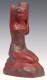 Van Briggle, POTTERYÂ DAMSEL OF DAMASCUS LAMP BASE, matte mulberry glaze