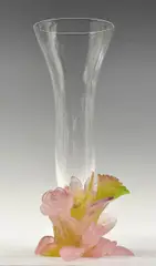 Daum Nancy, SOLIFLOR ROSES PATE DE VERRE ART VASE, French Daum "Soliflor Roses" art glass vase