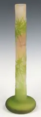 Émile Gallé, THISTLE CAMEO GLASS STICK VASE, 1900, French Art Nouveau cameo glass stick vase