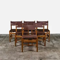 Borge Mogensen, 'Spanish' Dining Chairs (6), 1950s, Walnut