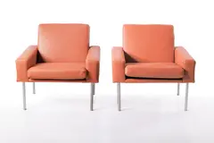 Hans J. Wegner, Lounge Chairs (2), 1960s, Leather