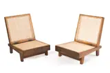 Pierre Jeanneret, Folding Lounge Chairs (2), ca. 1955, Stained teak