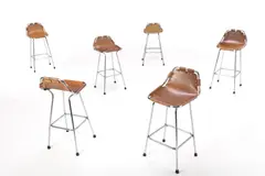 Charlotte Perriand, Tall Stools (6), ca. 1970, Leather