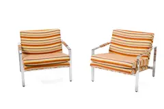 Milo Baughman, Lounge Chairs (2), 1970s, Chrome
